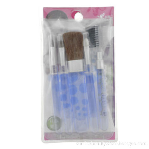 5pcs Portable High-quality Pony Hair Mini Travel Makeup Brush Kit with Plastic Handle, On Sale